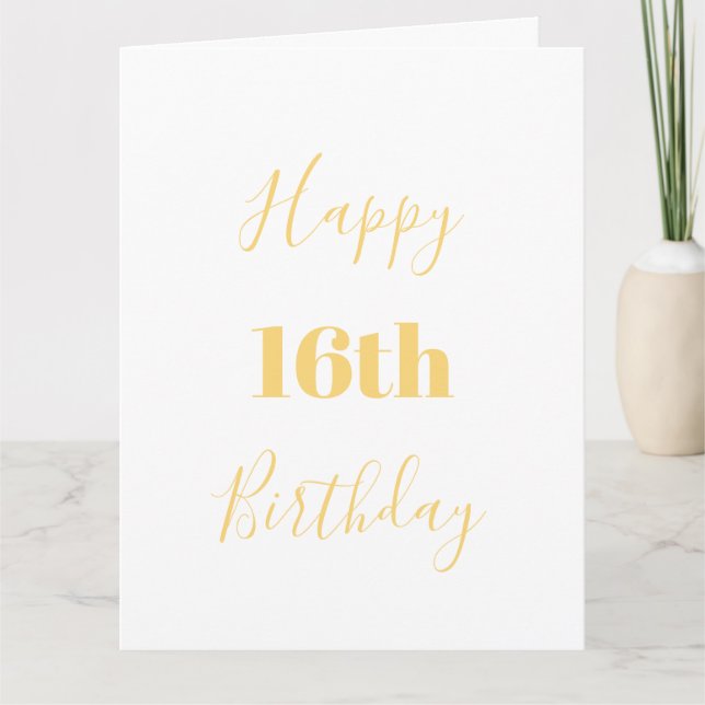 Tarjeta Feliz 16º cumpleaños Edad de Personalizado blanco  (Anverso)