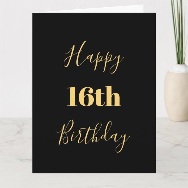Tarjeta Feliz 16º cumpleaños Edad de Personalizado negro a (Anverso)