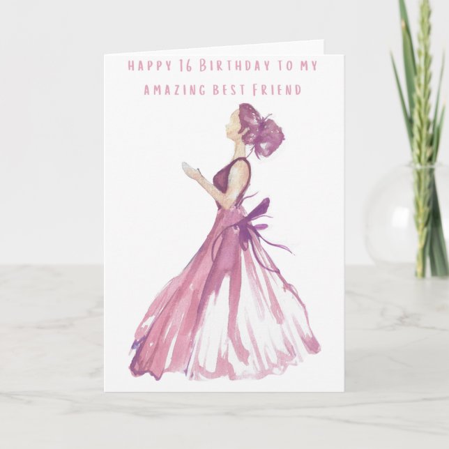 Tarjeta Feliz 16 cumpleaños a mi increíble mejor amigo (Anverso)