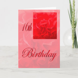 Tarjeta Feliz 16 cumpleaños Dianthus Flor Roja