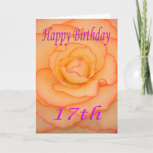 Tarjeta Feliz 17.ª flor de cumpleaños