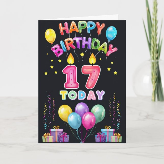 Tarjeta Feliz 17° cumpleaños (Anverso)