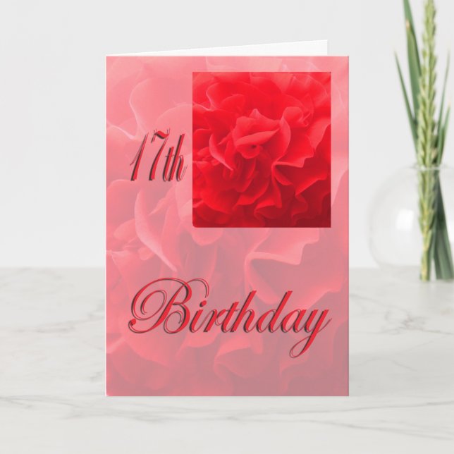 Tarjeta Feliz 17 cumpleaños Dianthus Flor Roja (Anverso)