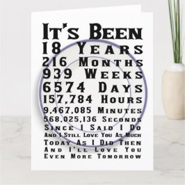 Tarjeta Feliz 18º aniversario de Boda porcelano