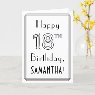 Tarjeta Feliz 18º cumpleaños, estilo Art Deco con nombre p