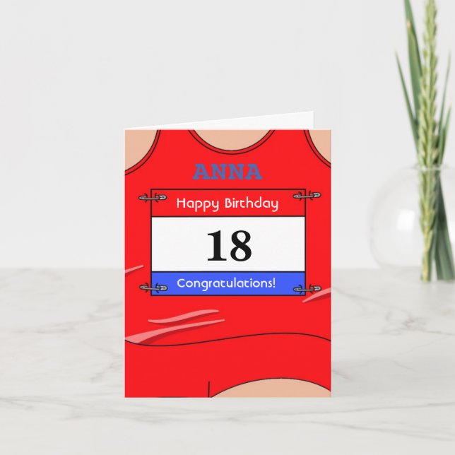 Tarjeta Feliz 18º cumpleaños para un corredor (Anverso)