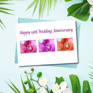 Tarjeta Feliz 19º Aniversario de Boda Orquídeas