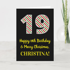 Tarjeta Feliz 19 cumpleaños y Feliz Navidad, nombre person