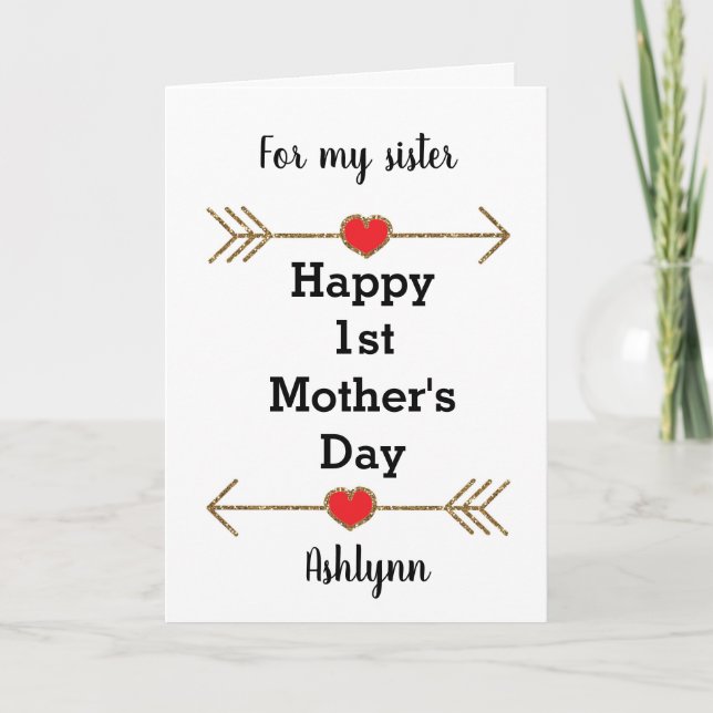 Tarjeta Feliz 1.ª hermana del Día de la Madre (Anverso)