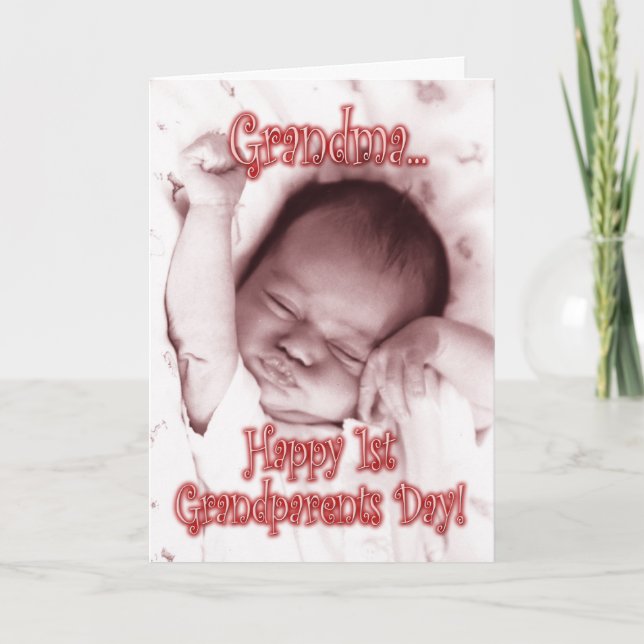 Tarjeta Feliz 1° Día de los Abuelos Abuela - Niña bebé (Anverso)