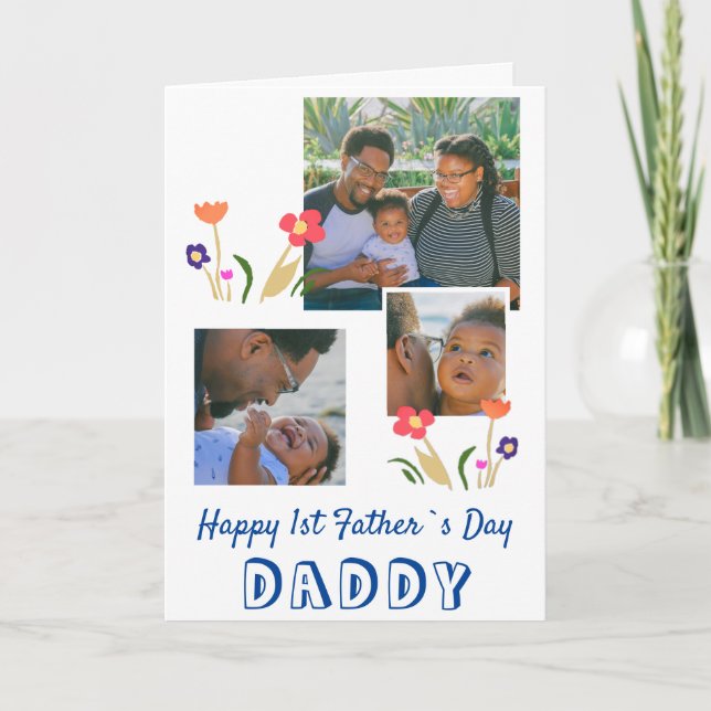 Tarjeta Feliz 1° Día del Padre Papi Flor 3 Foto (Anverso)