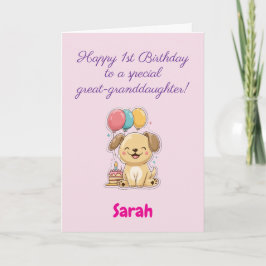 Tarjeta Feliz 1er Cumpleaños Bisnieta, Cachorro