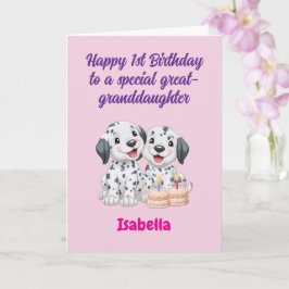 Tarjeta Feliz 1er Cumpleaños Bisnieta, Niña Gemela,