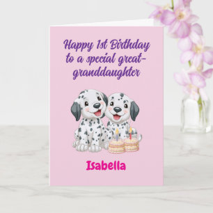 Tarjeta Feliz 1er Cumpleaños Bisnieta, Niña Gemela,
