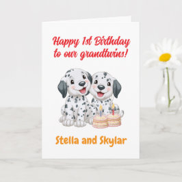 Tarjeta Feliz 1er cumpleaños Grandtwins, Cachorros