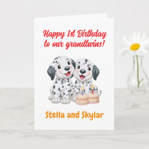 Tarjeta Feliz 1er cumpleaños Grandtwins, Cachorros