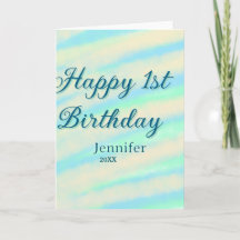 Feliz 1er cumpleaños niños bebé azul verde pastel