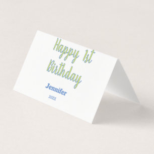Tarjeta Feliz 1er cumpleaños niños bebé verde azul pastel