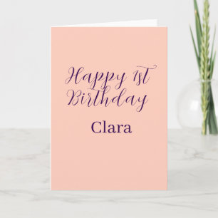 Tarjeta Feliz 1er cumpleaños nombre boho retro naranja púr