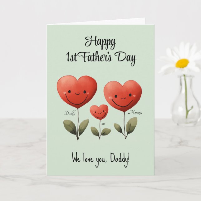 Tarjeta Feliz 1er Día del Padre con poema, Personalizado (Planta pequeña)