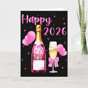 Tarjeta Feliz 2026 Brindis por un nuevo año 2026 Champán C