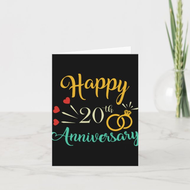 Tarjeta Feliz 20° Aniversario coincidiendo Parejas 20 Años (Anverso)
