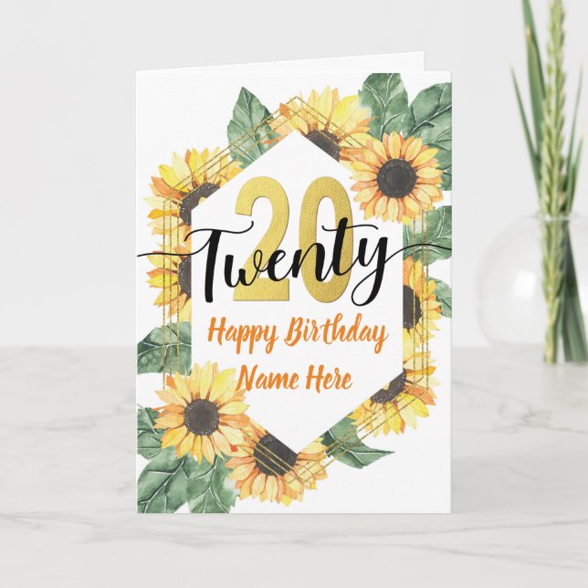 Tarjeta Feliz 20° aniversario del saludo de Girasol (Anverso)