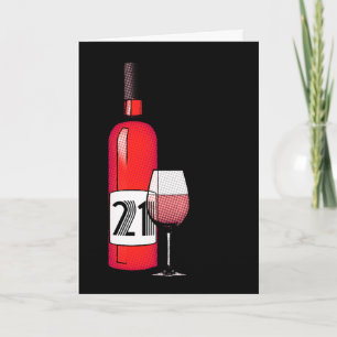 Tarjeta feliz 21º cumpleaños : botella de vino de media to