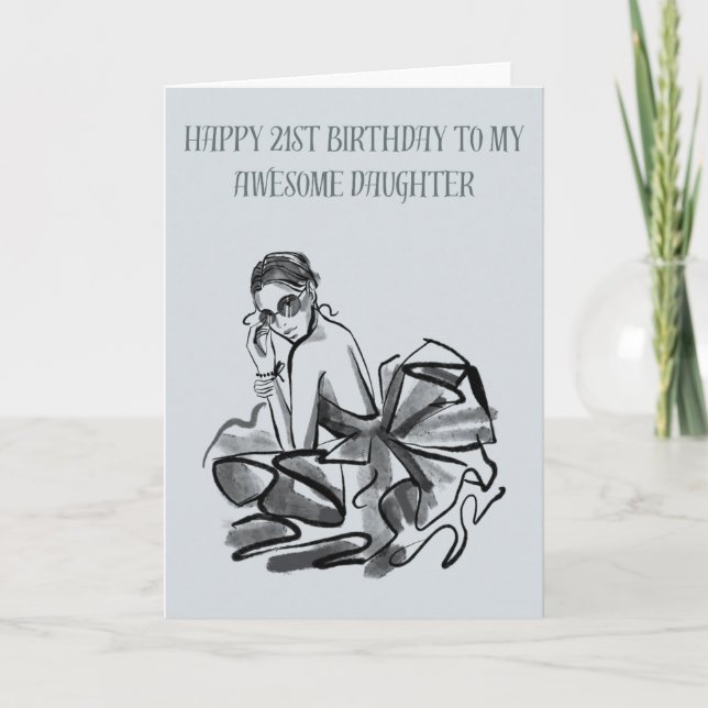 Tarjeta Feliz 21 cumpleaños a mi increíble hija (Anverso)