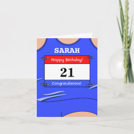 Tarjeta Feliz 21 cumpleaños a un corredor