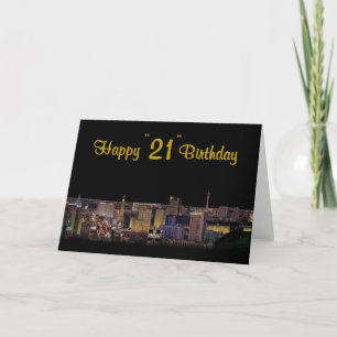 Tarjeta ¡Feliz "21" cumpleaños al estilo Las Vegas!
