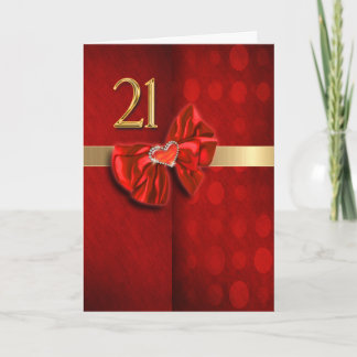 Tarjeta Feliz 21 cumpleaños elegante corazón