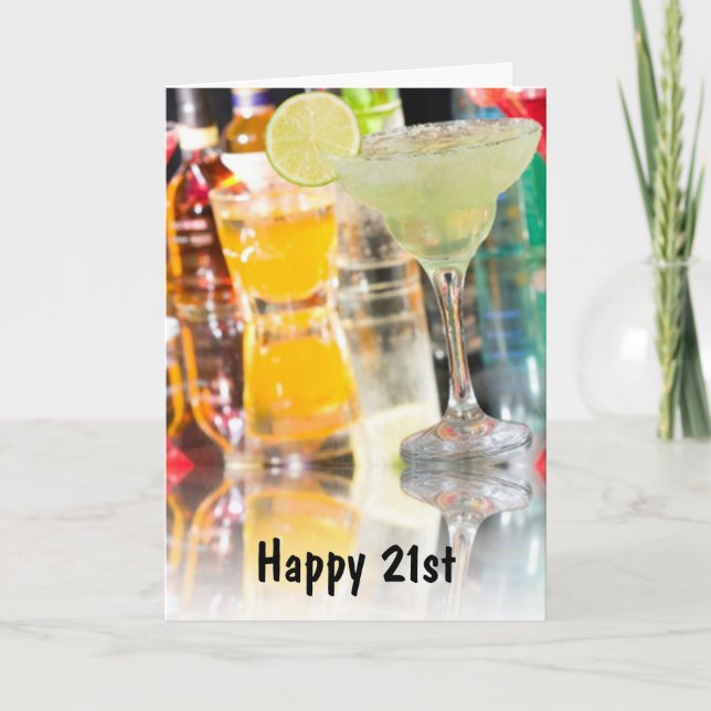 Tarjeta FELIZ 21st=FIESTA DISFRUTE CELEBRAR SU DÍA (Anverso)