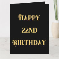 Feliz 22.º cumpleaños Oro Amarillo de 22 años