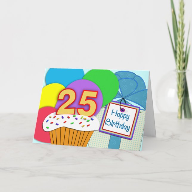 Tarjeta Feliz 25º cumpleaños (Anverso)