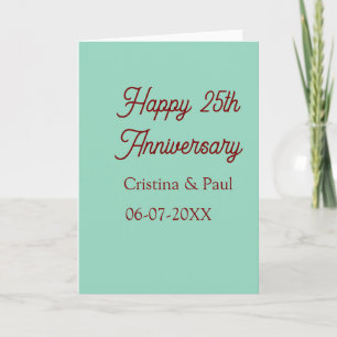 Tarjeta Feliz 25 aniversario boho pastel verde malva retr