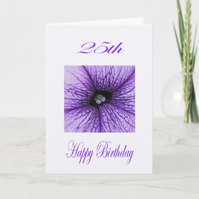 Tarjeta Feliz 25 aniversario de violeta flor (Anverso)