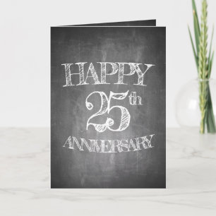 Tarjeta Feliz 25 aniversario en pizarra