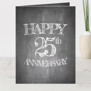 Tarjeta Feliz 25 aniversario en pizarra