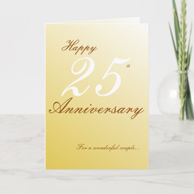 Tarjeta Feliz 25° aniversario para una maravillosa pareja (Anverso)