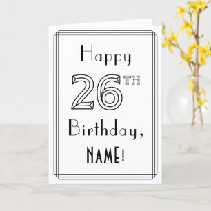 Tarjeta Feliz 26º cumpleaños, estilo Art Deco con nombre p
