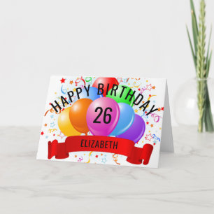 Tarjeta Feliz 26 Años Personalizado