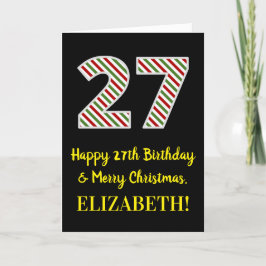 Tarjeta Feliz 27 cumpleaños y Feliz Navidad, nombre person