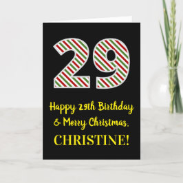Tarjeta Feliz 29 cumpleaños y Feliz Navidad, nombre person