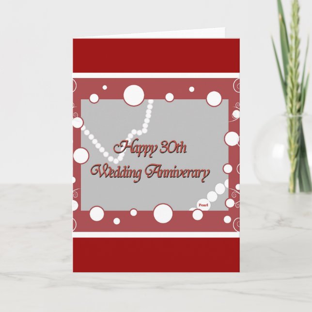Tarjeta Feliz 30 aniversario de bodas de perla (Anverso)