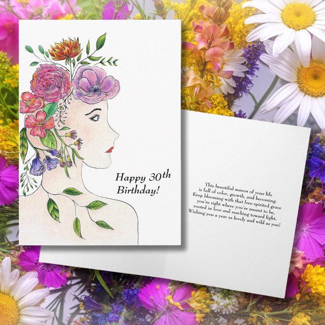 Tarjeta Feliz 30 aniversario Ilustracion de las flores (Subido por el creador)