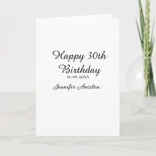 Tarjeta Feliz 30 cumpleaños agregar fecha elegante simple