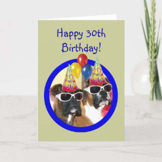Tarjeta Feliz 30 cumpleaños Boxer Dogs
