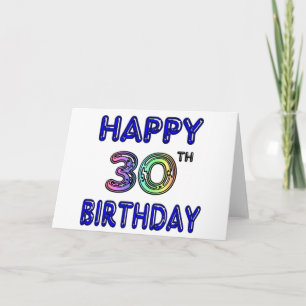 Tarjeta Feliz 30 cumpleaños de diseño en globo