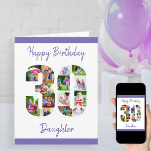 Tarjeta Feliz 30 cumpleaños, hija número 30, Collage de fo